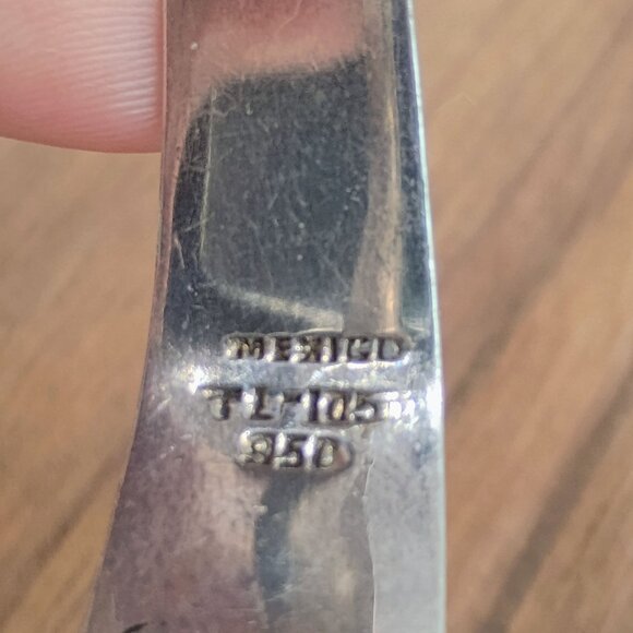 Vtg Mexico 950 Silver Inlay Turquoise Hinged Cuff Bracelet 57.6 g - Picture 8 of 9